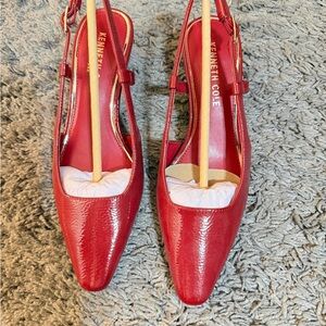 Kenneth Cole Red Slingback Kitten Heels